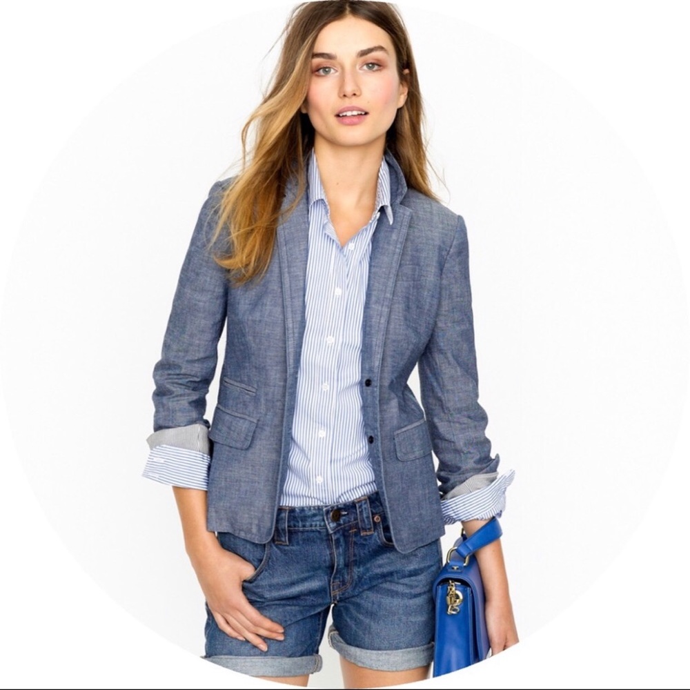 NWOT J. Crew Chambray Schoolboy Blazer
